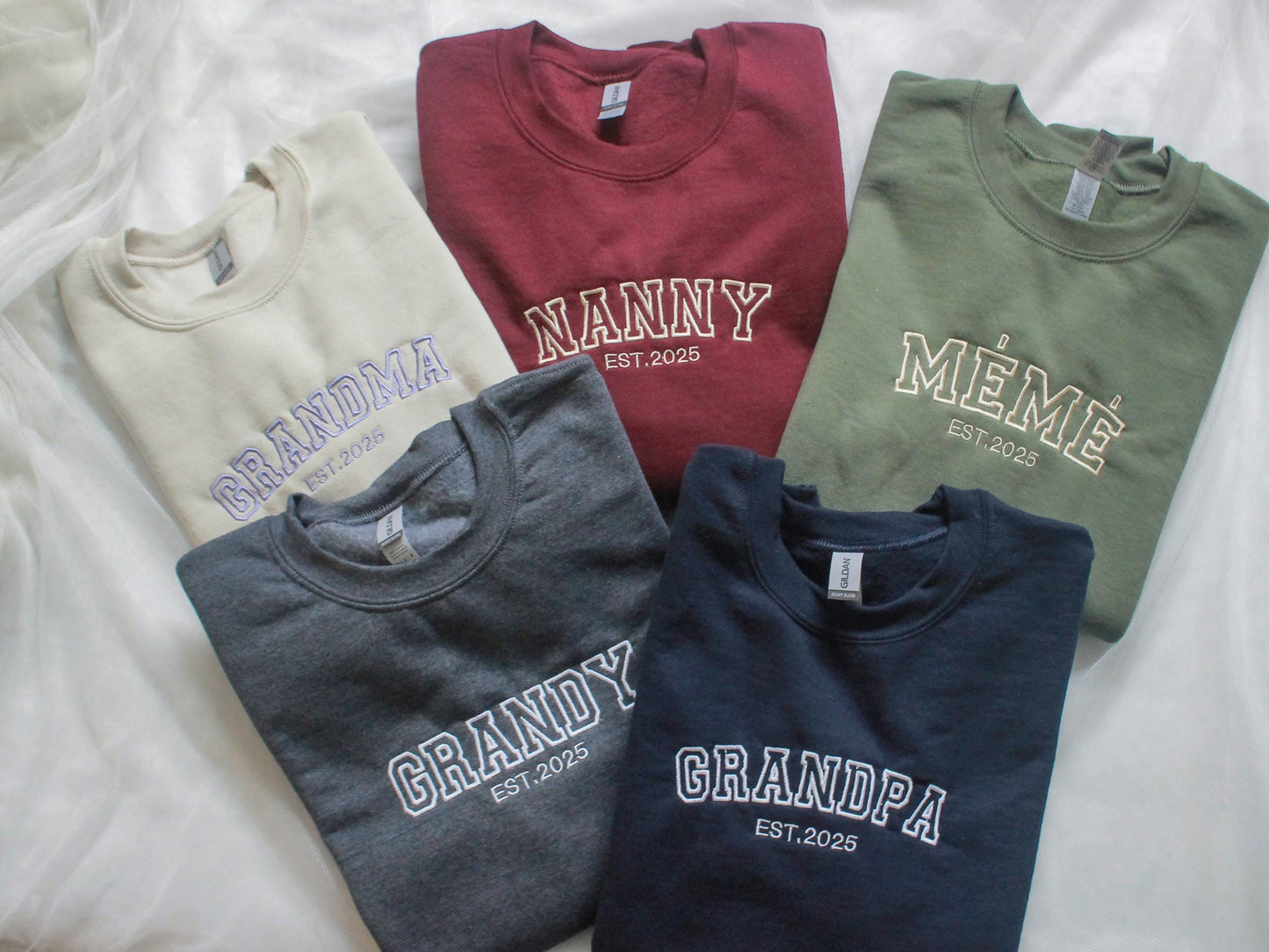 Custom Embroidered Sweatshirt with Names on Sleeve