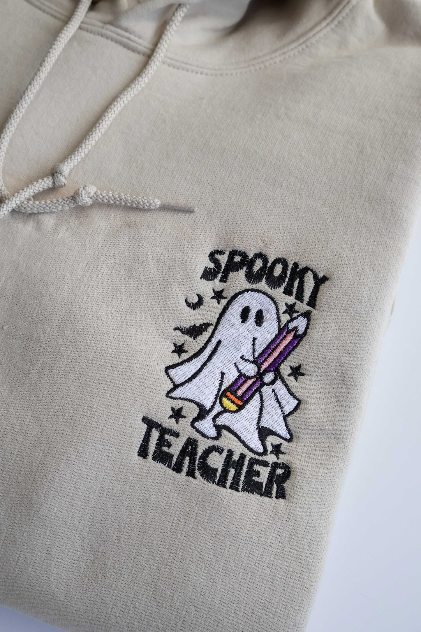 Spooky Teacher Ghost Sweatshirt – Halloween Embroidered Teacher Hoodie