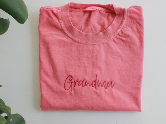 Personalized Embroidered Grandparent T-Shirt