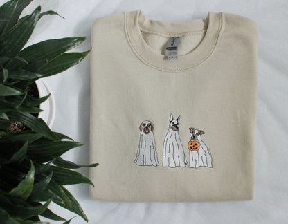 Ghost Dogs Embroidered Halloween Sweatshirt