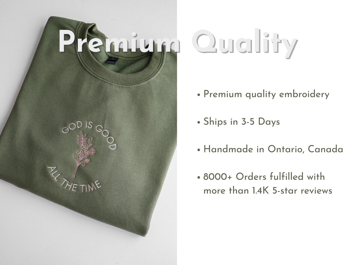 God Is Good Floral Embroidered Hoodie or Sweatshirt with Custom Bible Verse Sleeve