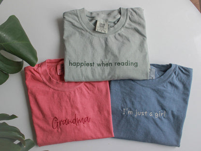 Embroidered Book Lover T-Shirt