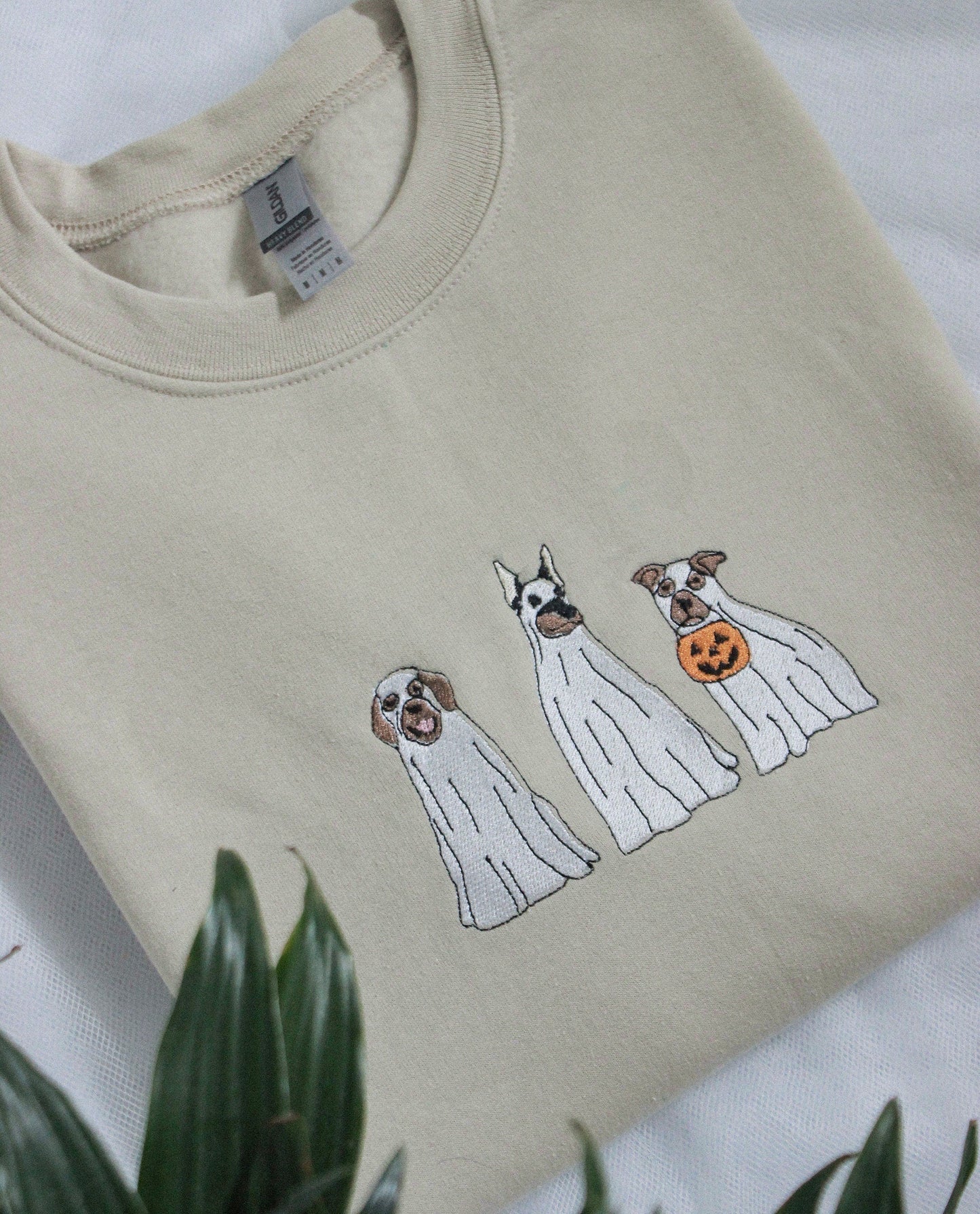 Ghost Dogs Embroidered Halloween Sweatshirt