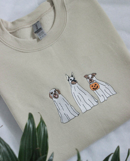Ghost Dogs Embroidered Halloween Sweatshirt