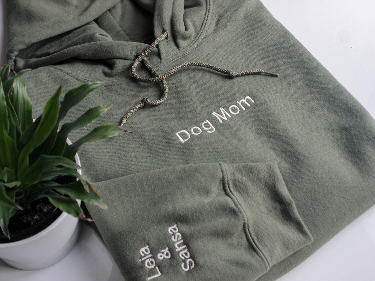 Dog Mom Sweatshirt with Names on Sleeve