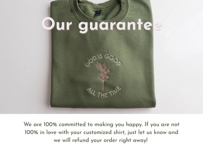 God Is Good Floral Embroidered Hoodie or Sweatshirt with Custom Bible Verse Sleeve