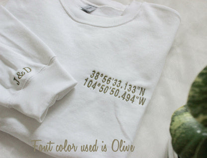 Personalized Coordinates Sweatshirt – Anniversary Gift for Couples