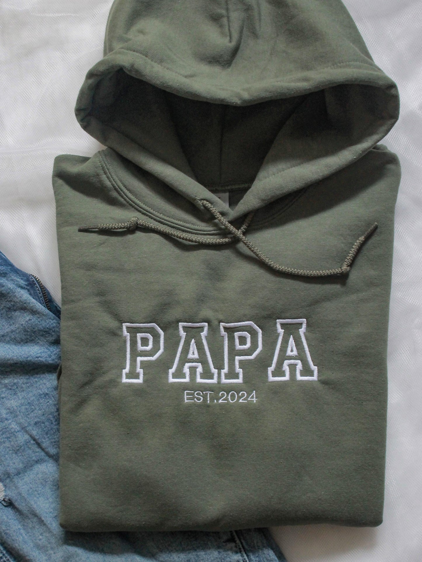Custom Embroidered Sweatshirt with Names on Sleeve