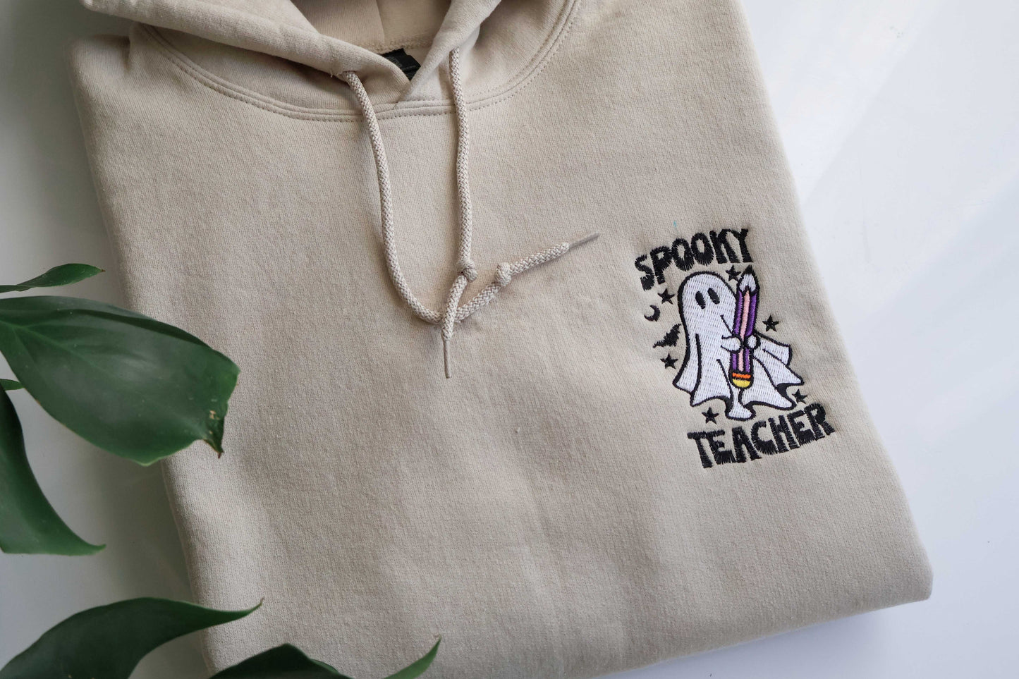 Spooky Teacher Ghost Sweatshirt – Halloween Embroidered Teacher Hoodie