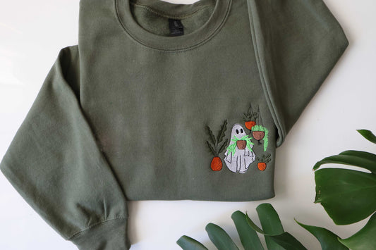 Spooky Plant Lover Sweatshirt – Embroidered Halloween Crewneck
