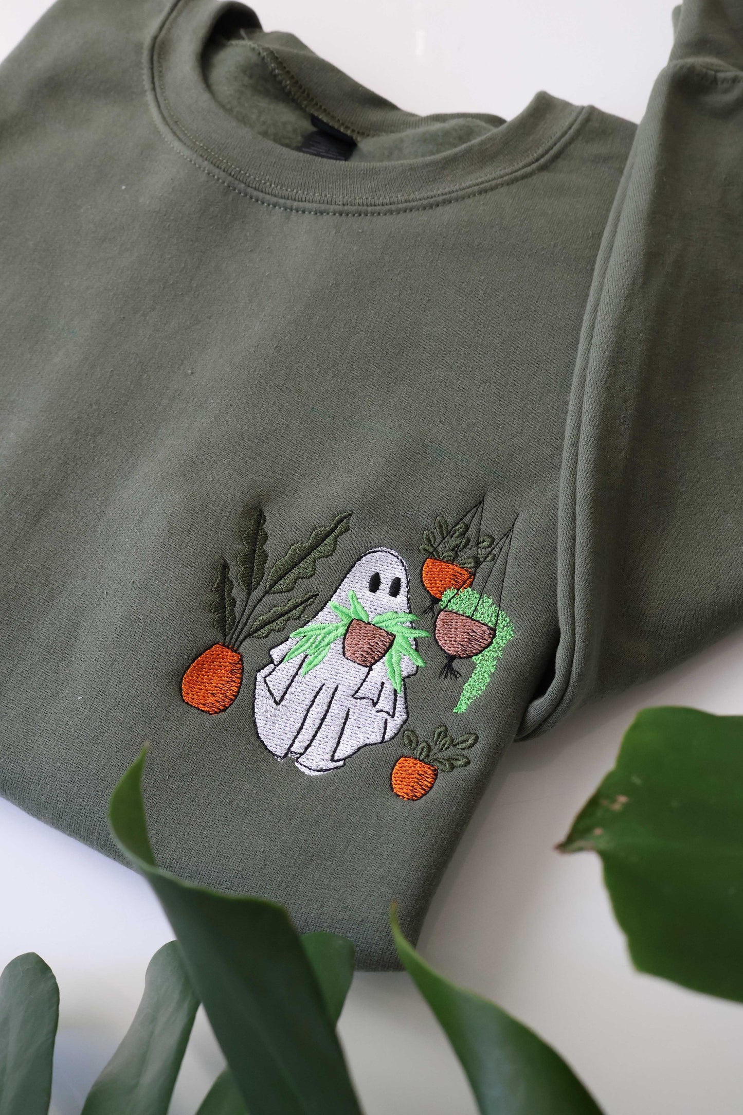 Spooky Plant Lover Sweatshirt – Embroidered Halloween Crewneck