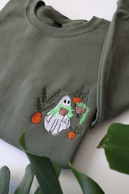 Spooky Plant Lover Sweatshirt – Embroidered Halloween Crewneck