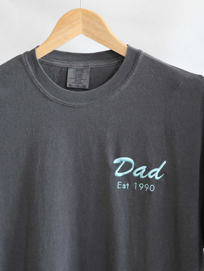 Personalized Dad Established Embroidered T-Shirt