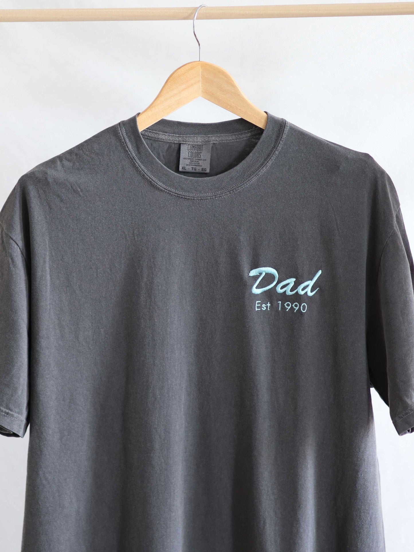 Personalized Dad Established Embroidered T-Shirt