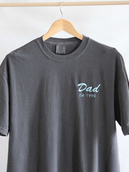 Personalized Dad Established Embroidered T-Shirt