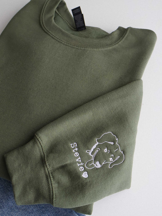 Pet Portrait Embroidered On Sleeve - Sweatshirt & Hoodie