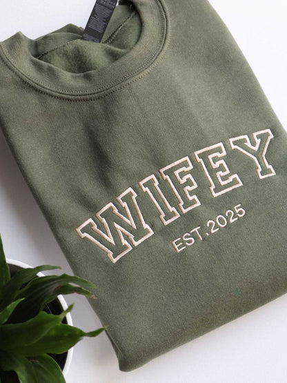Custom Embroidered Sweatshirt with Names on Sleeve