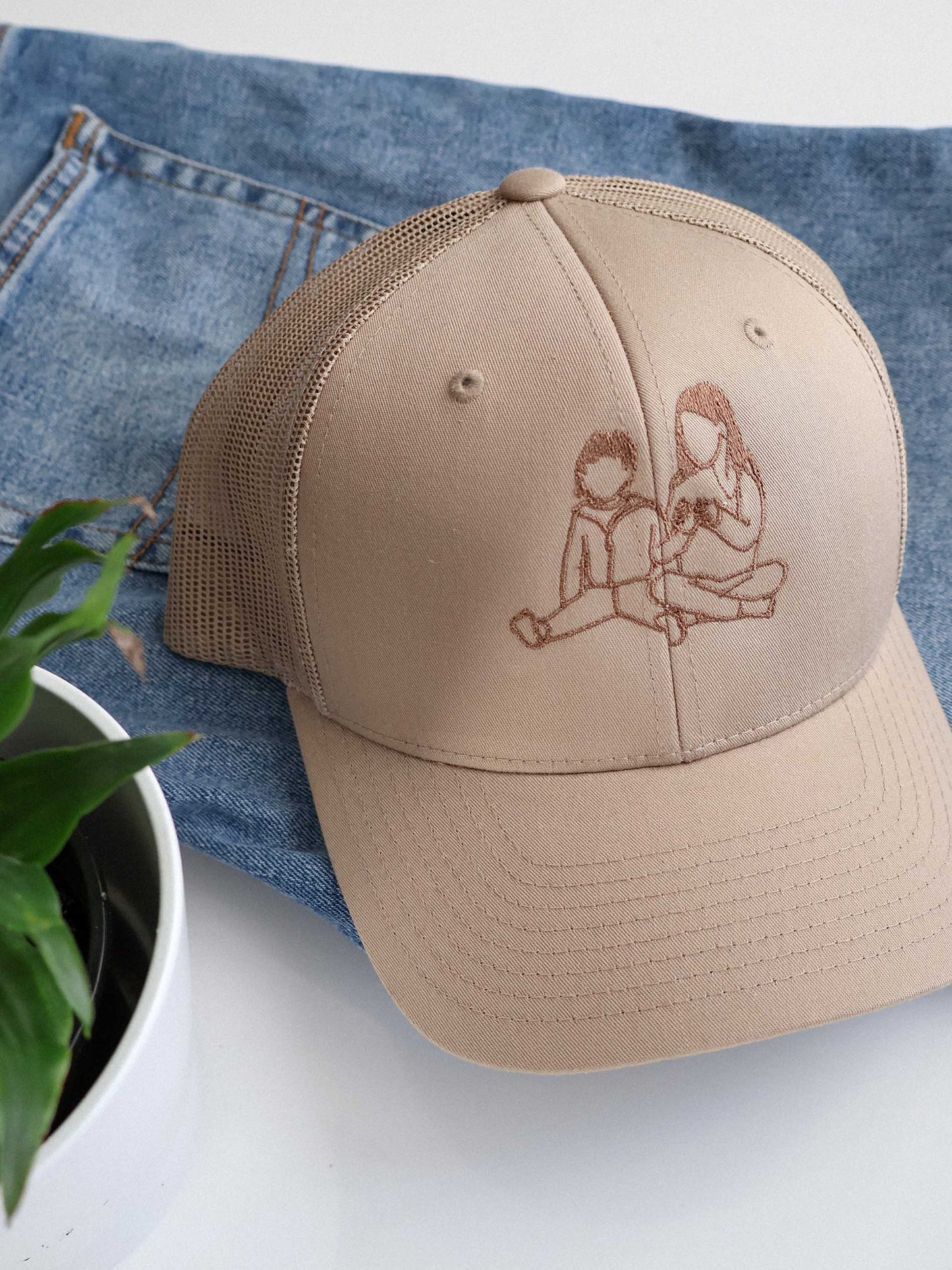 Custom Embroidered Portrait Hat – Personalized Gift for Mom or Dad