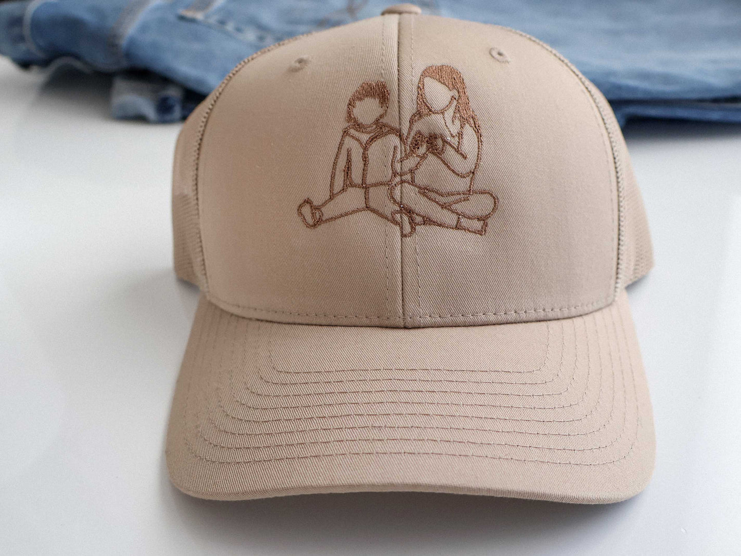 Custom Embroidered Portrait Hat – Personalized Gift for Mom or Dad