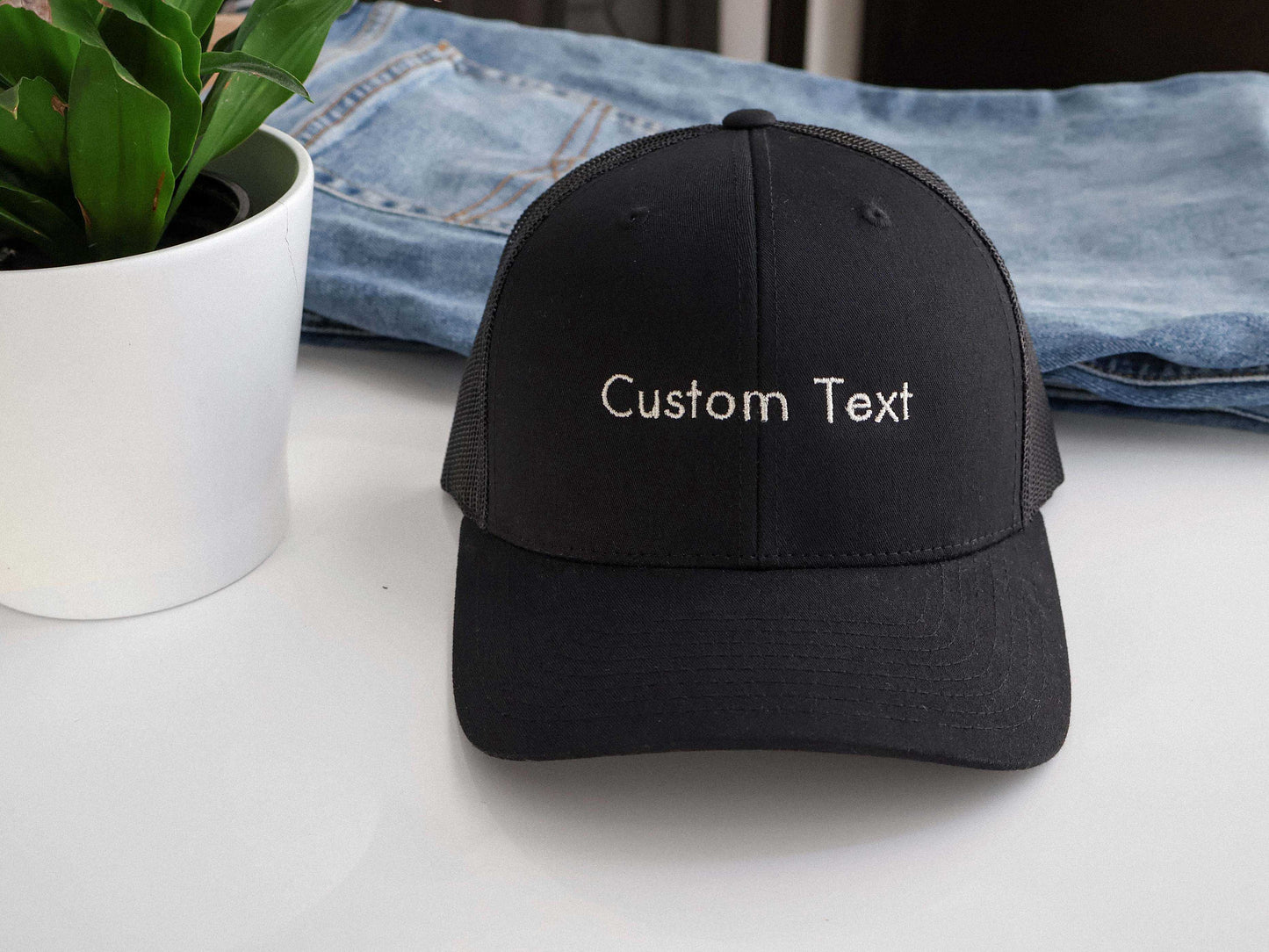 Custom Embroidered Hat with Text – Personalized Trucker Cap Gift