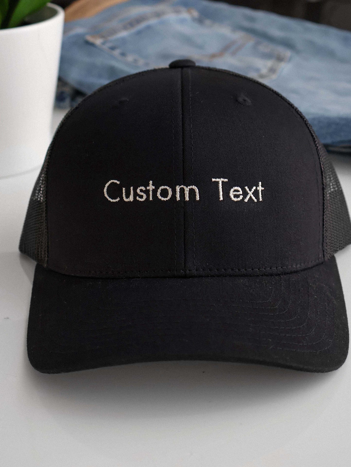 Custom Embroidered Hat with Text – Personalized Trucker Cap Gift