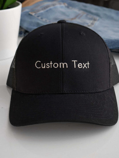 Custom Embroidered Hat with Text – Personalized Trucker Cap Gift