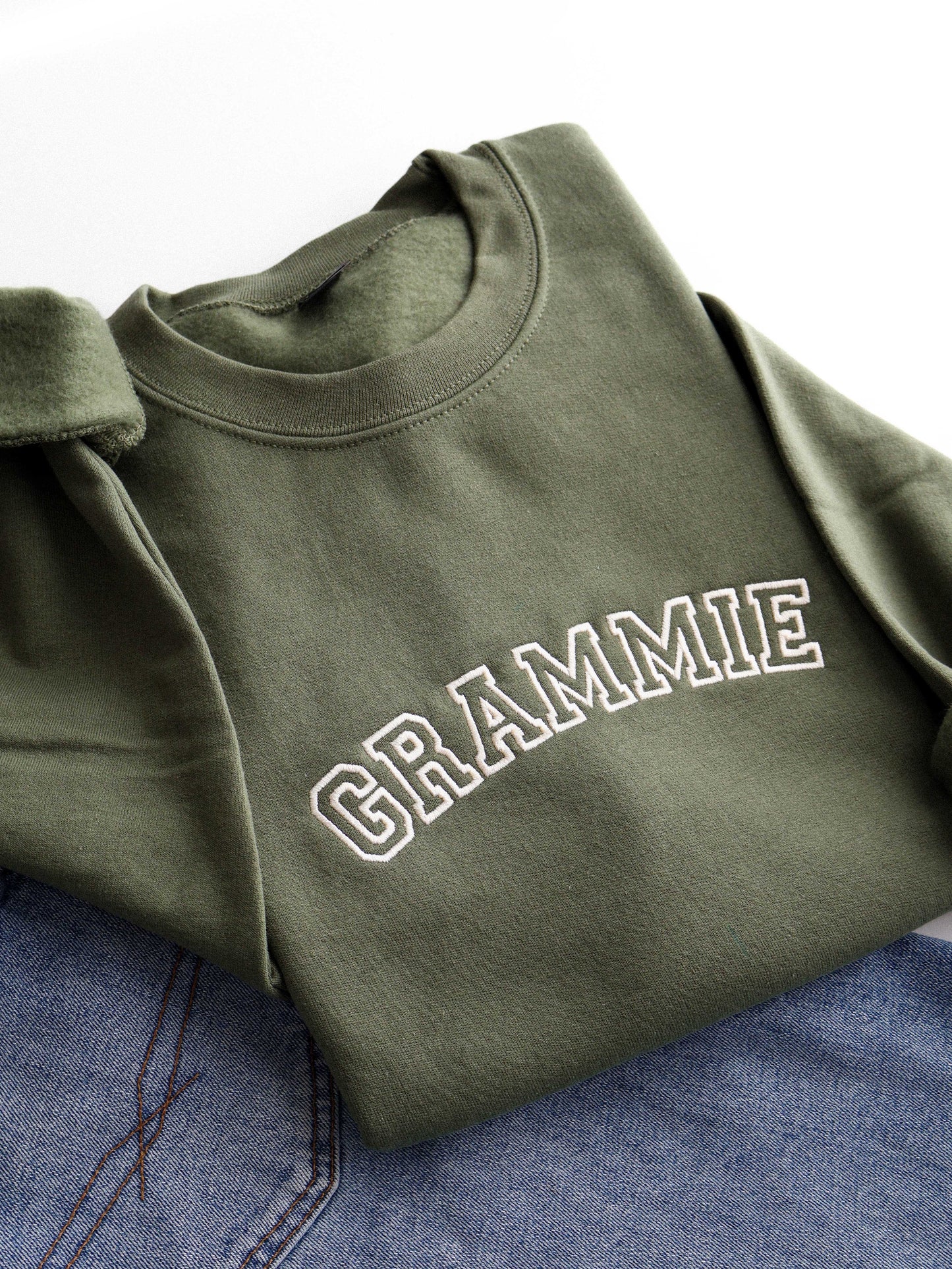 Custom Embroidered Sweatshirt with Names on Sleeve