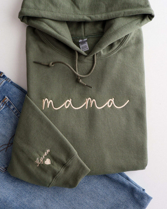 Custom Mama Sweatshirt with Names on Sleeve– Perfect Mother's Day Gift