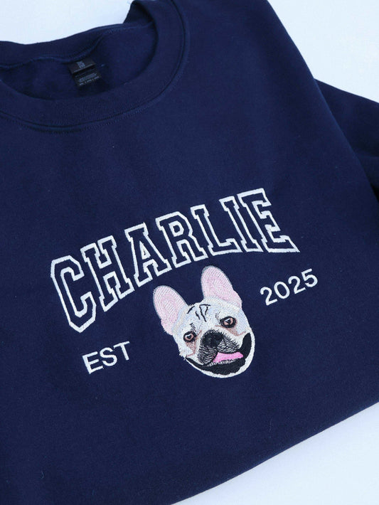Embroidered Pet Portrait Hoodie and Sweatshirt With Name