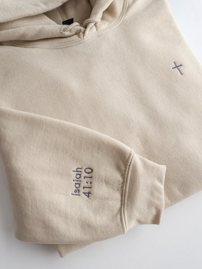 Christian Embroidered Hoodie – Bible Verse Sleeve