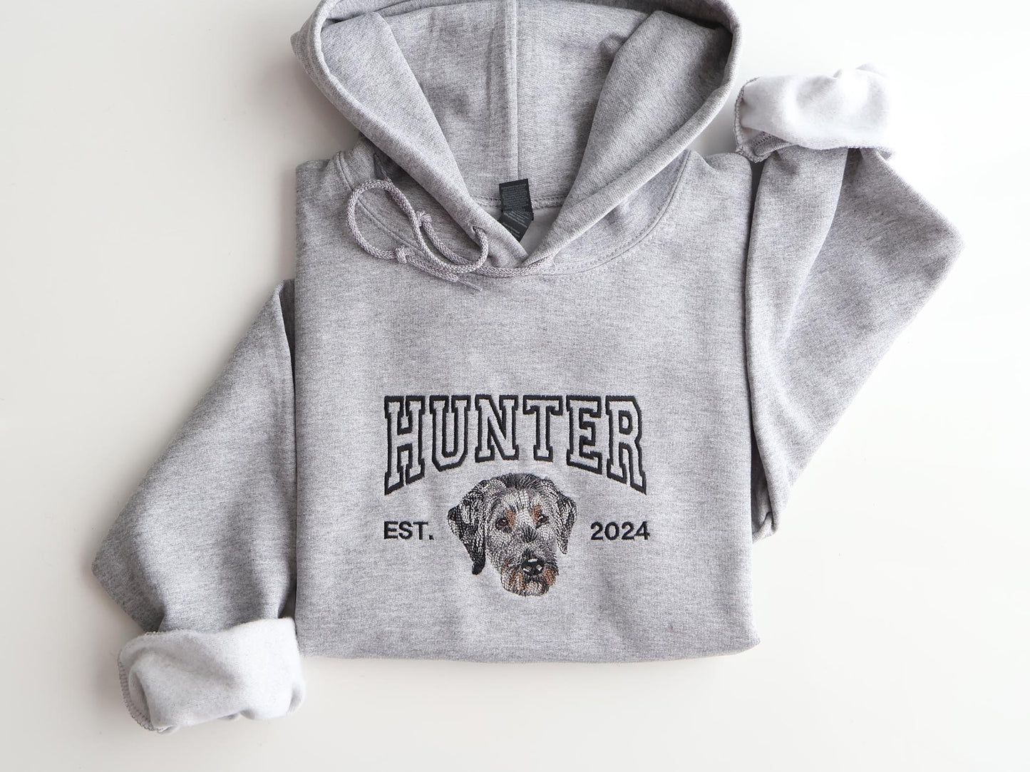 Embroidered Pet Portrait Hoodie and Sweatshirt With Name
