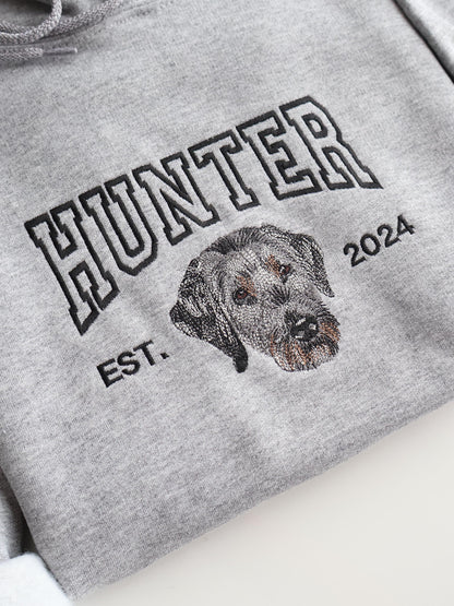 Embroidered Pet Portrait Hoodie and Sweatshirt With Name