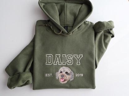 Embroidered Pet Portrait Hoodie and Sweatshirt With Name