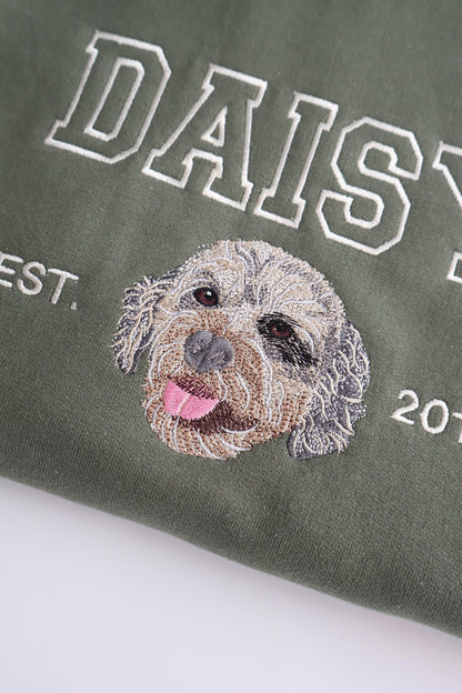 Embroidered Pet Portrait Hoodie and Sweatshirt With Name