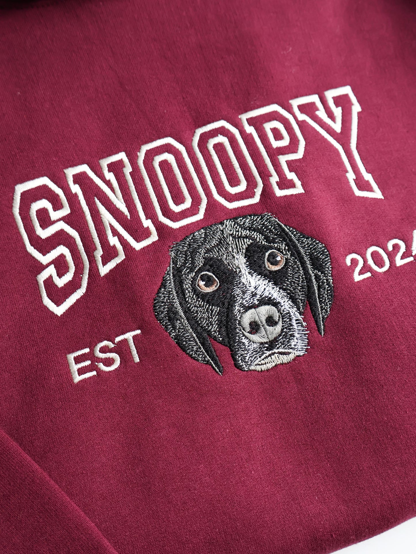 Embroidered Pet Portrait Hoodie and Sweatshirt With Name
