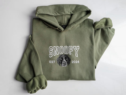 Embroidered Pet Portrait Hoodie and Sweatshirt With Name