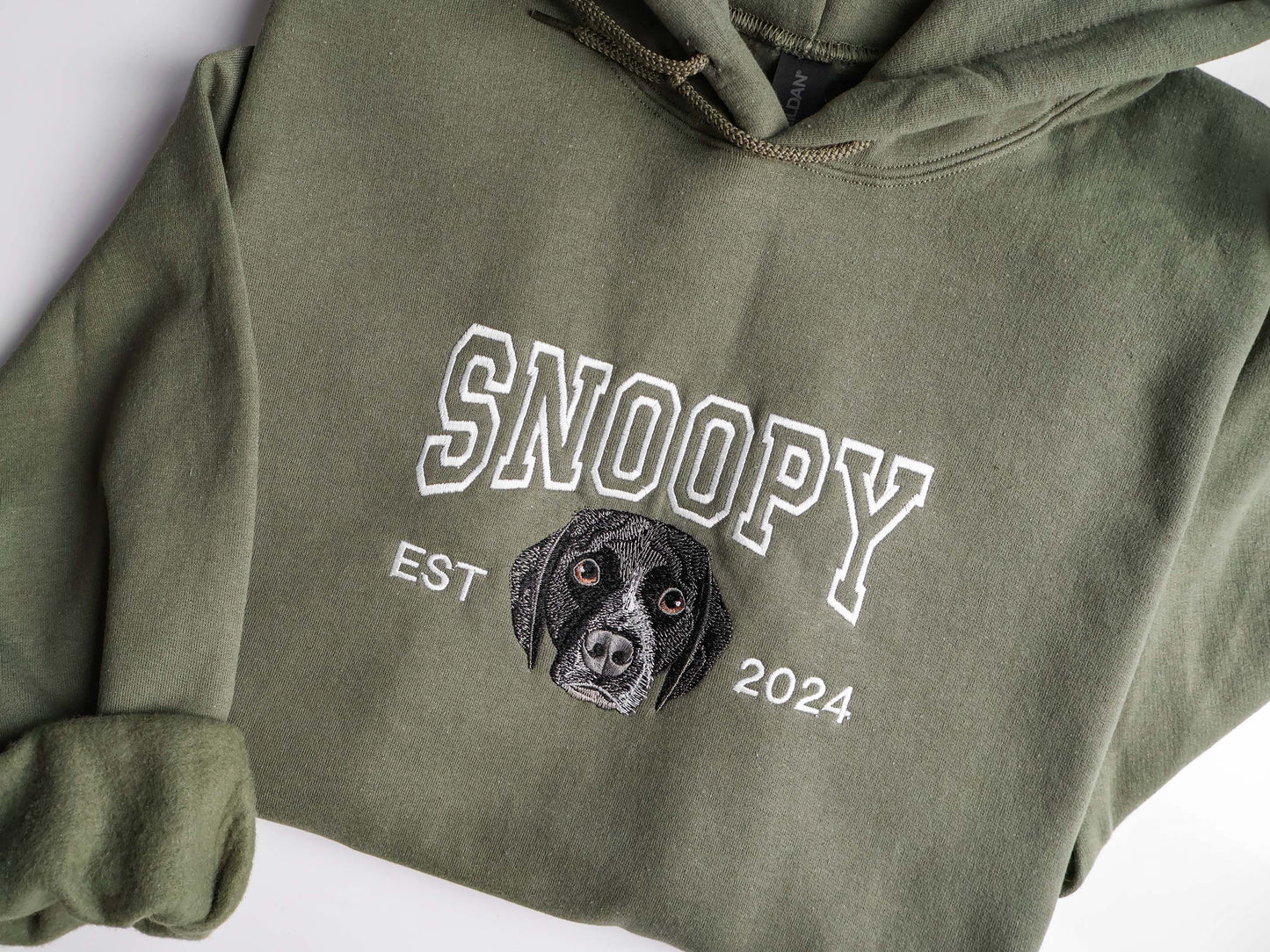Embroidered Pet Portrait Hoodie and Sweatshirt With Name