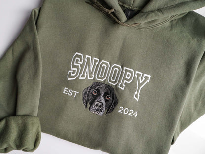 Embroidered Pet Portrait Hoodie and Sweatshirt With Name