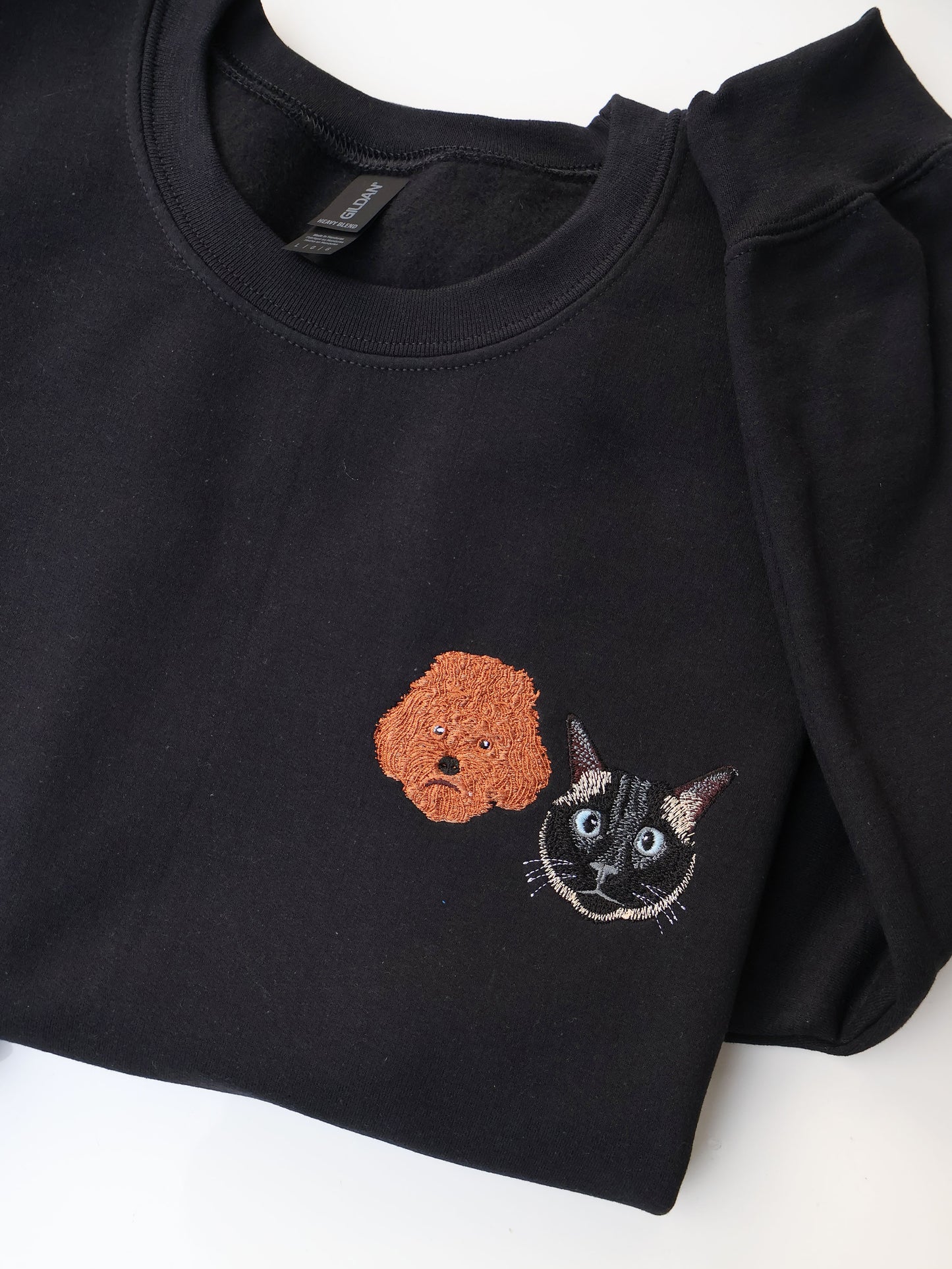 Custom Two Pet Portrait Embroidery Sweatshirt