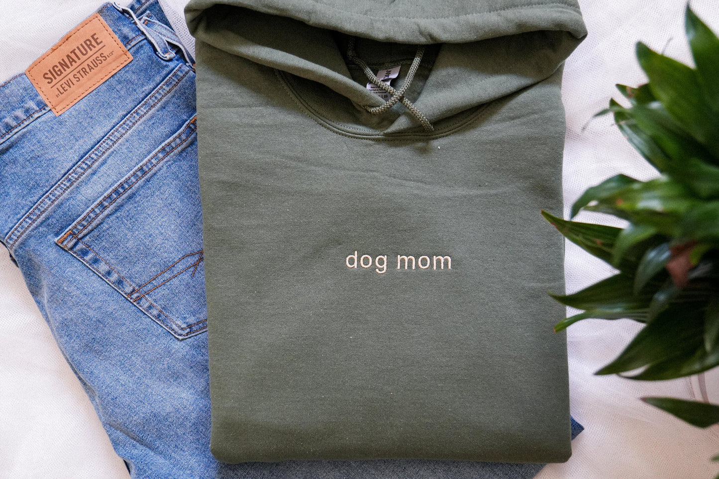 Dog Mom Sweatshirt with Names on Sleeve