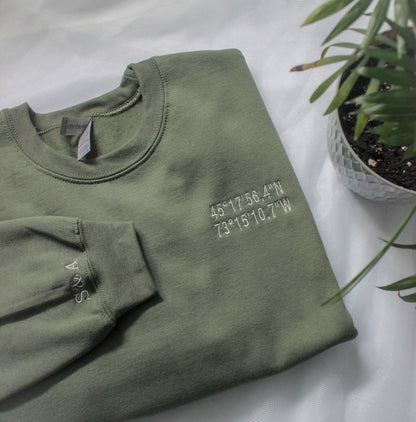 Personalized Coordinates Sweatshirt – Anniversary Gift for Couples