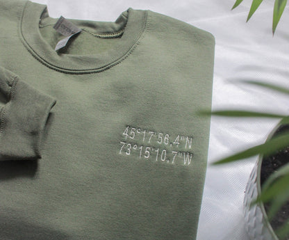 Personalized Coordinates Sweatshirt – Anniversary Gift for Couples