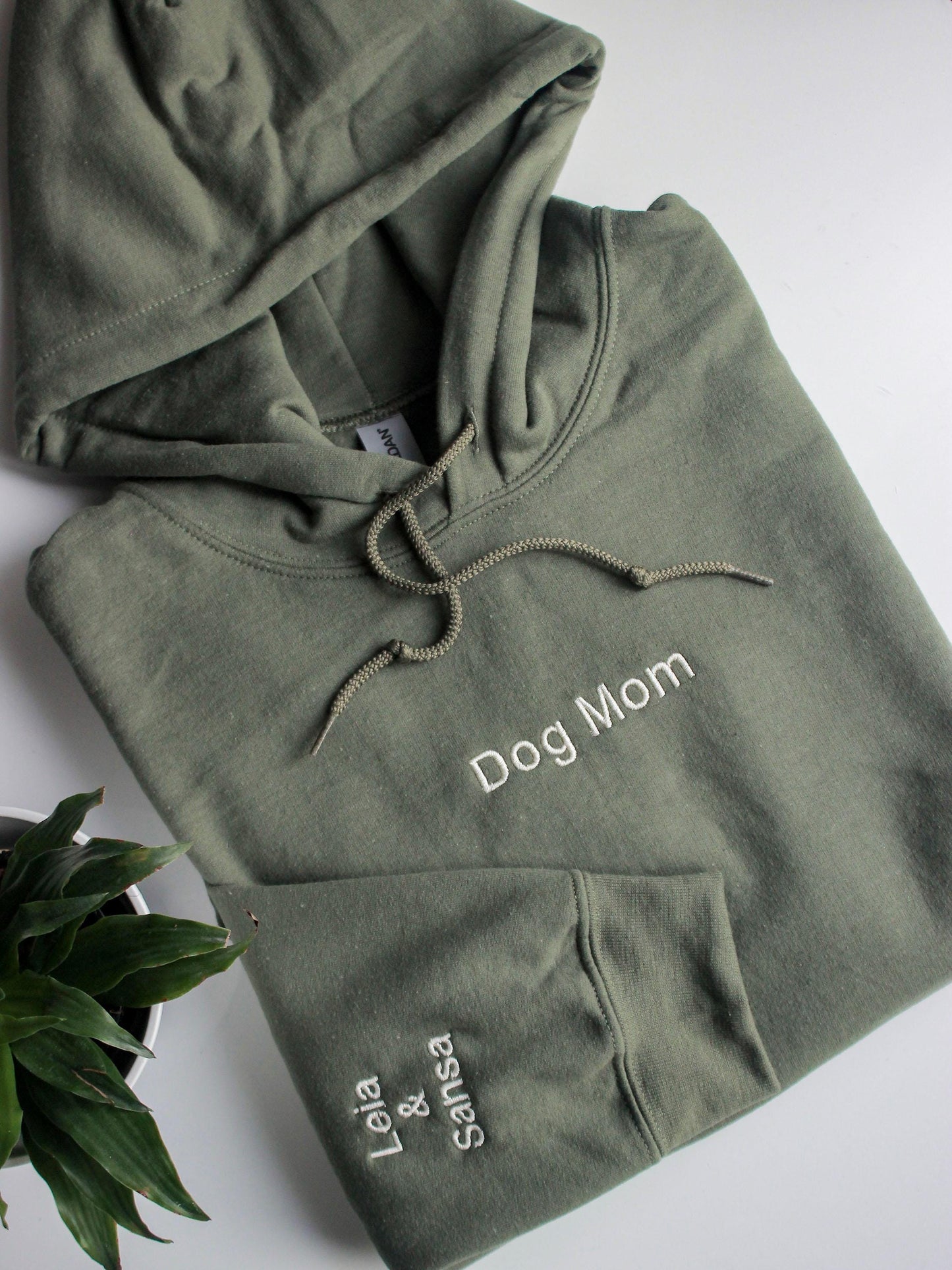 Dog Mom Sweatshirt with Names on Sleeve