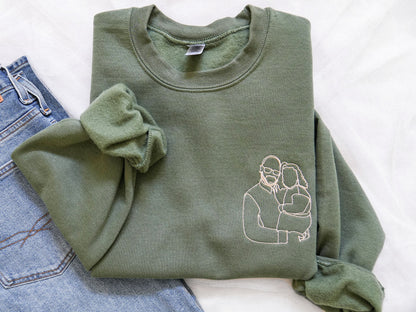 Personalized Embroidered Photo Portrait Hoodie and Sweatshirt
