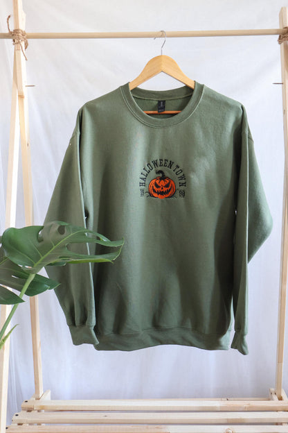 Halloween Town Sweatshirt – Spooky Pumpkin Embroidered Hoodie